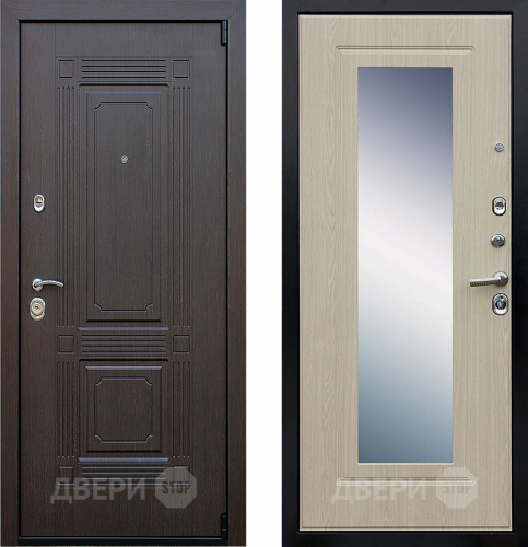 Входная металлическая Дверь Йошкар Викинг с зеркалом Белёный  дуб в Голицыно