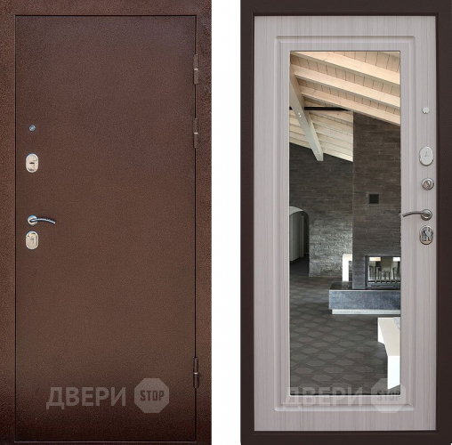 Входная металлическая Дверь Снедо Сити Эш Вайт с зеркалом в Голицыно