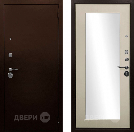Входная металлическая Дверь Ратибор Оптима 3К зеркало Лиственница беж в Голицыно