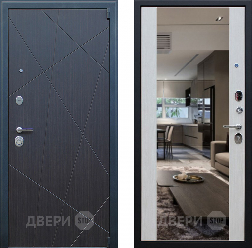 Входная металлическая Дверь АСД Вектор с зеркалом Лиственница белая в Голицыно