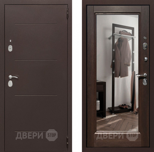 Входная металлическая Дверь Престиж 100 с зеркалом Медь/Венге в Голицыно