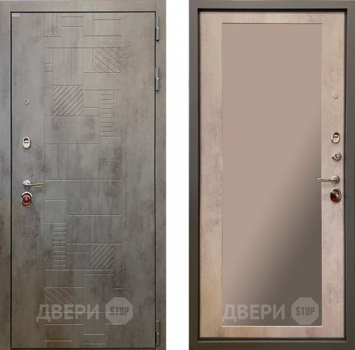 Дверь Ратибор Тетрис 3К с зеркалом Бетон светлый в Голицыно