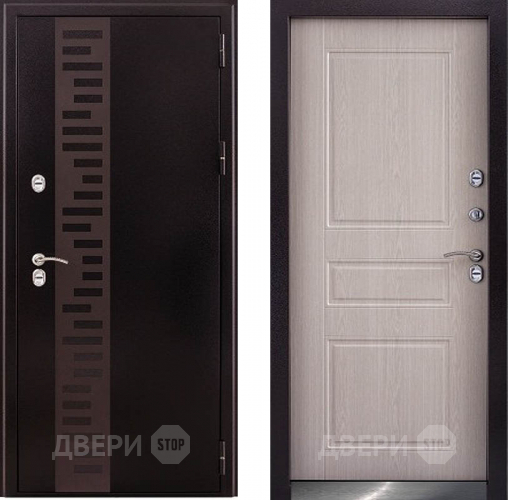 Дверь Заводская Урал с декором Термо Беленый дуб (с терморазрывом) в Голицыно