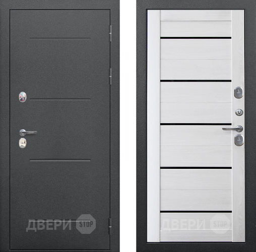 Входная металлическая Дверь Цитадель Isoterma Серебро/Астана милки (черная лакобель) в Голицыно