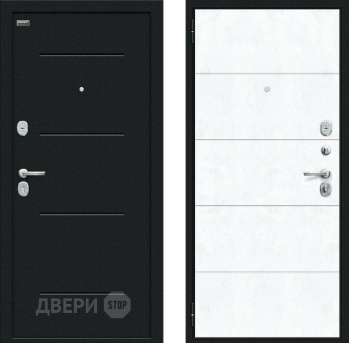 Входная металлическая Дверь внутреннего открывания Bravo Граффити-1 Инсайд Букле черное/Snow Art в Голицыно