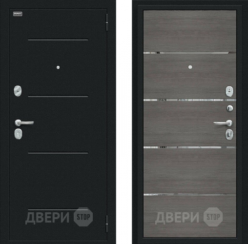 Входная металлическая Дверь Bravo Лайн Букле черное/Grey Veralinga в Голицыно