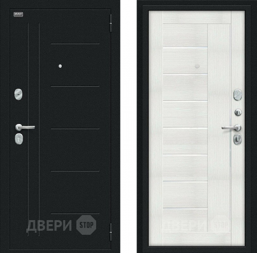 Входная металлическая Дверь Bravo Проф Букле черное/Bianco Veralinga в Голицыно