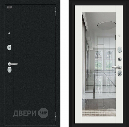 Входная металлическая Дверь Bravo Флэш Букле черное/Off-white в Голицыно