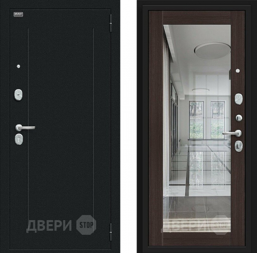 Входная металлическая Дверь Bravo Флэш Букле черное/Wenge Veralinga в Голицыно
