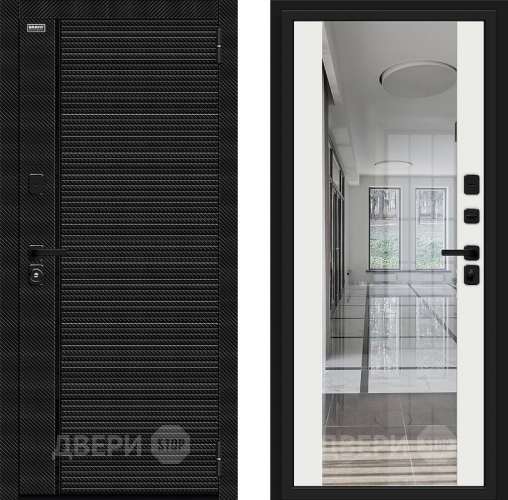 Входная металлическая Дверь Bravo Лайнер-3 Black Carbon/Off-white в Голицыно