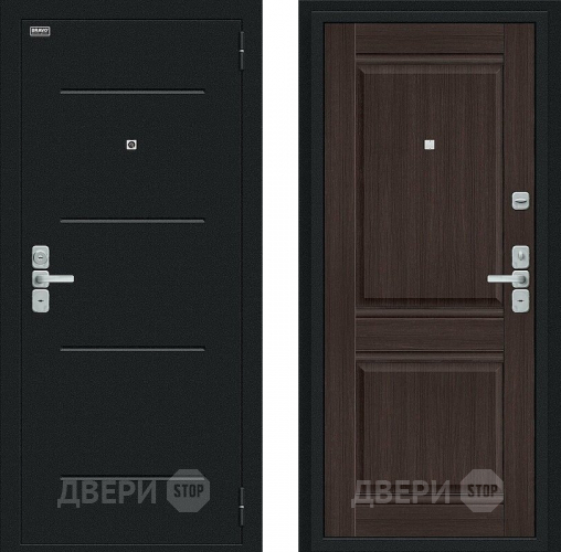 Входная металлическая Дверь Bravo Нео Букле черное/Wenge Veralinga в Голицыно