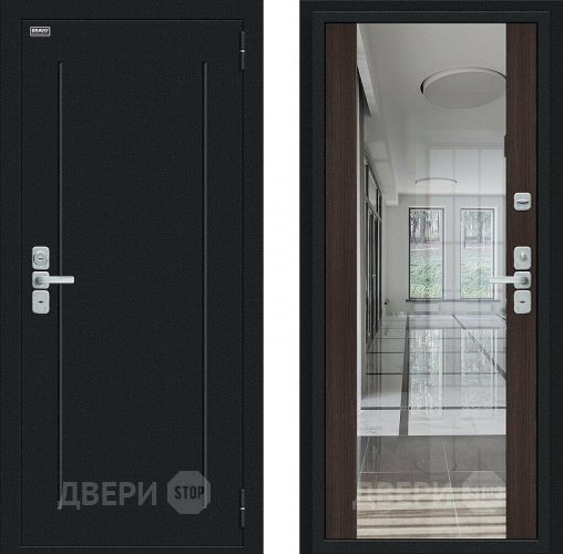 Входная металлическая Дверь Bravo Глори Букле черное/Wenge Veralinga в Голицыно