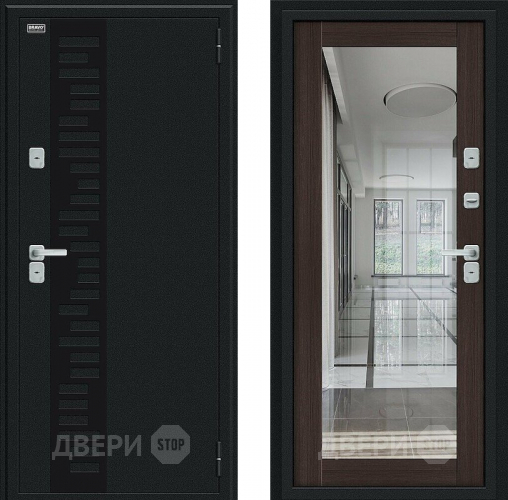 Входная металлическая Дверь Bravo Thermo Флэш Декор Букле черное/Wenge Veralinga в Голицыно