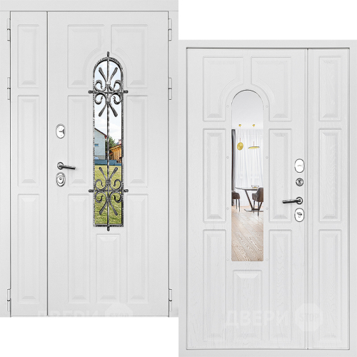 Входная металлическая Дверь Дверной Континент Лион Двустворчатая Белая в Голицыно