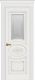 Межкомнатная дверь Дверь Премьер ДО, белая эмаль, патина золото, мателюкс с фрезеровкой в Голицыно