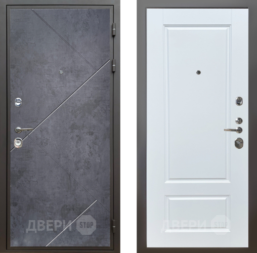 Входная металлическая Дверь Шелтер (SHELTER) Комфорт Бетон урбан индиго 4 Белый матовый в Голицыно