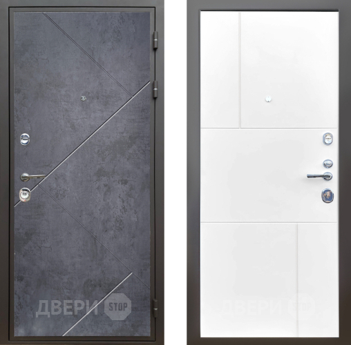 Входная металлическая Дверь Шелтер (SHELTER) Комфорт Бетон урбан индиго 8 Белый матовый в Голицыно