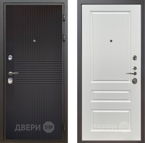 Входная металлическая Дверь Шелтер (SHELTER) Комфорт Черная шагрень 1 Белый ясень в Голицыно