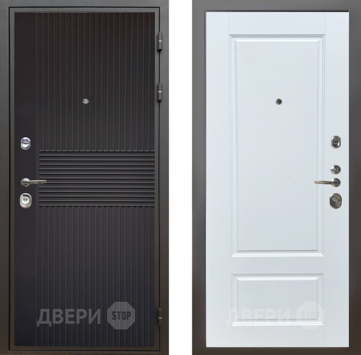 Входная металлическая Дверь Шелтер (SHELTER) Комфорт Черная шагрень 4 Белый матовый в Голицыно