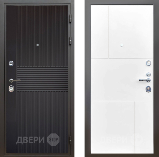 Входная металлическая Дверь Шелтер (SHELTER) Комфорт Черная шагрень 8 Белый матовый в Голицыно