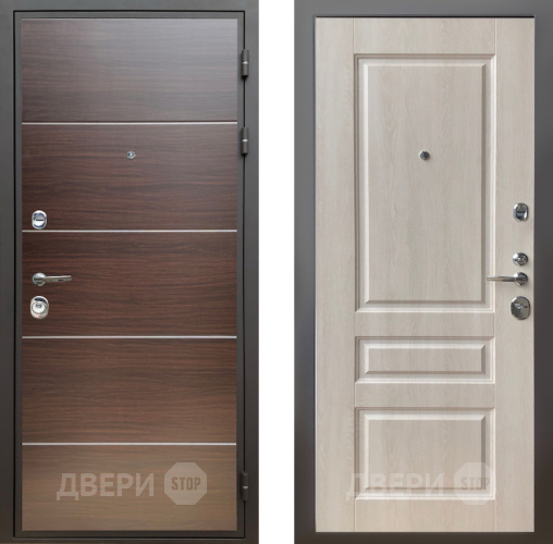 Входная металлическая Дверь Шелтер (SHELTER) Комфорт Венге структурный горизонт 3 Дуб филадельфия крем в Голицыно