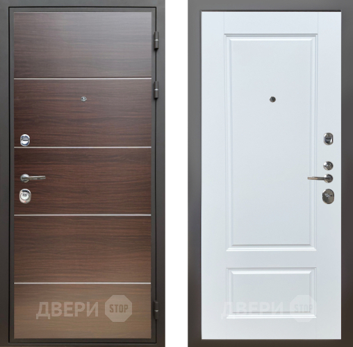Входная металлическая Дверь Шелтер (SHELTER) Комфорт Венге структурный горизонт 4 Белый матовый в Голицыно
