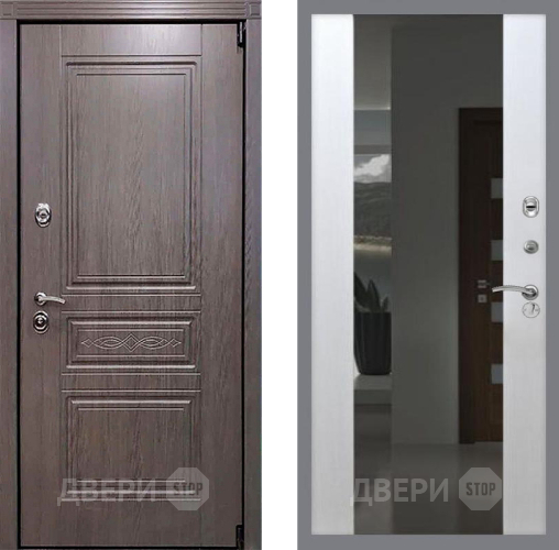 Входная металлическая Дверь Рекс (REX) Пренмиум-S СБ-16 Зеркало Белый ясень в Голицыно