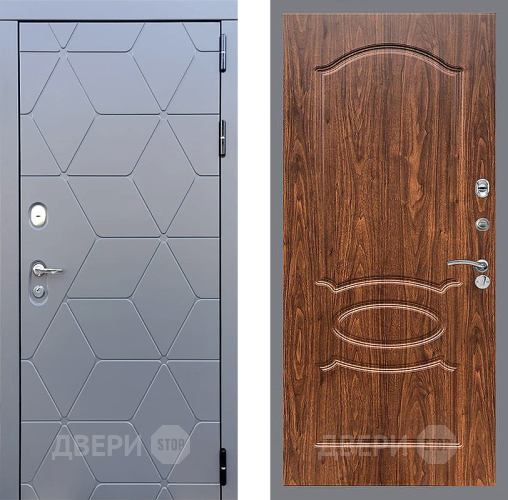 Входная металлическая Дверь Стоп КОСМО ФЛ-128 орех тисненый в Голицыно
