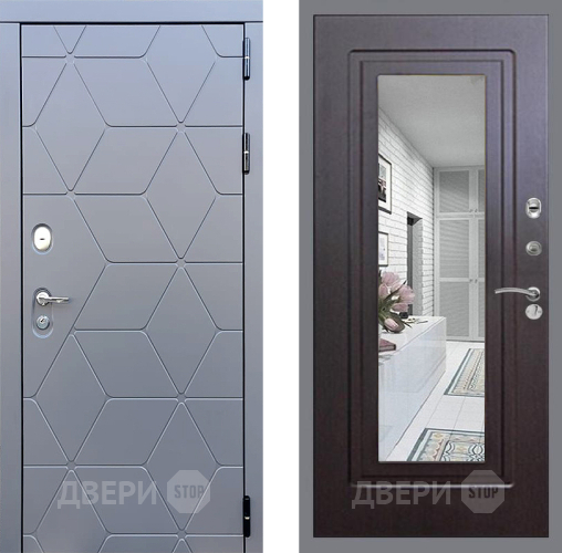 Входная металлическая Дверь Стоп КОСМО Зеркало ФЛ-120 Венге в Голицыно
