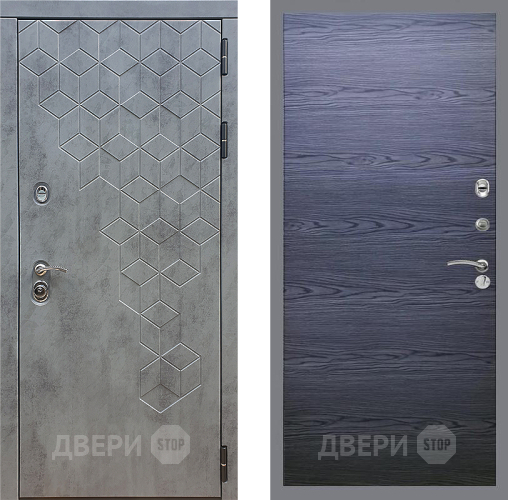 Входная металлическая Дверь Стоп БЕТОН Гладкая Дуб тангенальный черный в Голицыно