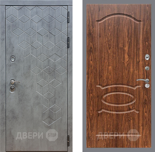 Входная металлическая Дверь Стоп БЕТОН ФЛ-128 орех тисненый в Голицыно