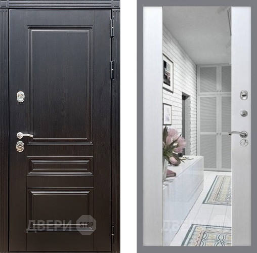 Входная металлическая Дверь Стоп МЕГАПОЛИС Зеркало СБ-16 Лиственница беж в Голицыно