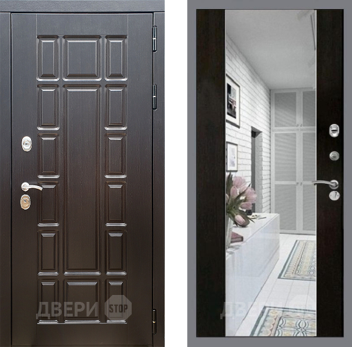 Входная металлическая Дверь Стоп НЬЮ ЙОРК Зеркало СБ-16 Венге в Голицыно