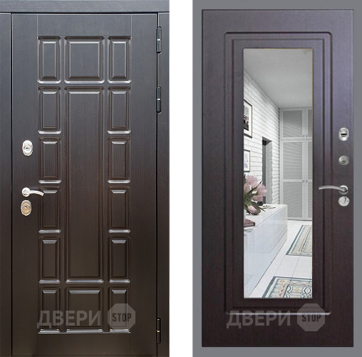 Входная металлическая Дверь Стоп НЬЮ ЙОРК Зеркало ФЛ-120 Венге в Голицыно