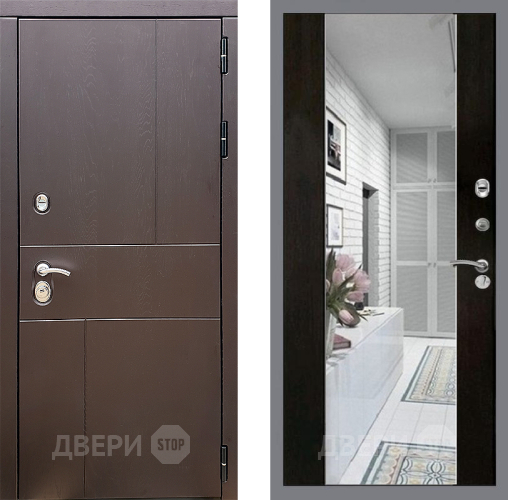 Входная металлическая Дверь Стоп УРБАН Зеркало СБ-16 Венге в Голицыно