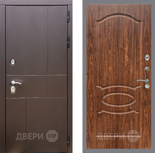 Входная металлическая Дверь Стоп УРБАН ФЛ-128 орех тисненый в Голицыно