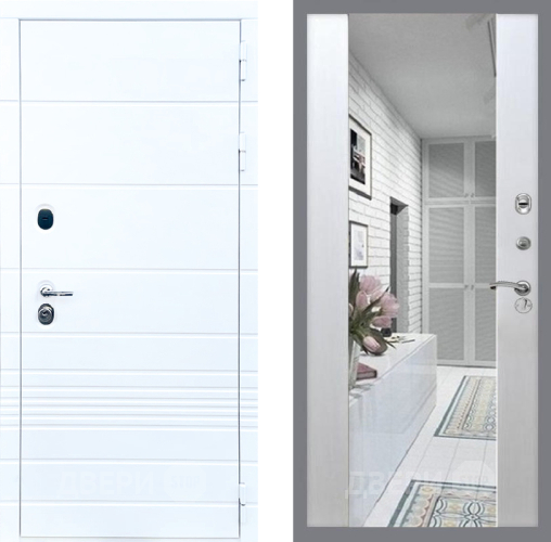 Входная металлическая Дверь Стоп ТРЕНДО Зеркало СБ-16 Лиственница беж в Голицыно