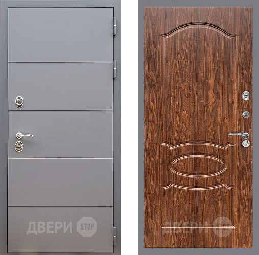 Входная металлическая Дверь Стоп АРТ ГРАФИТ ФЛ-128 орех тисненый в Голицыно