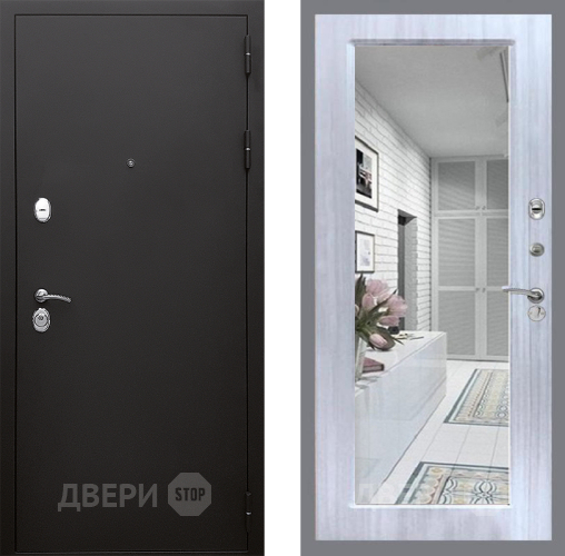 Входная металлическая Дверь Стоп КЛАССИК Шагрень Зеркало Сандал белый в Голицыно