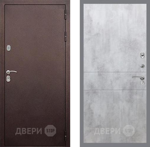 Входная металлическая Дверь Стоп КЛАССИК Медь ФЛ-290 Бетон светлый в Голицыно