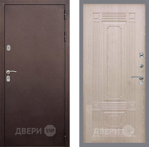 Входная металлическая Дверь Стоп КЛАССИК Медь ФЛ-2 Беленый дуб в Голицыно