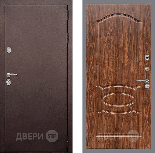 Входная металлическая Дверь Стоп КЛАССИК Медь ФЛ-128 орех тисненый в Голицыно