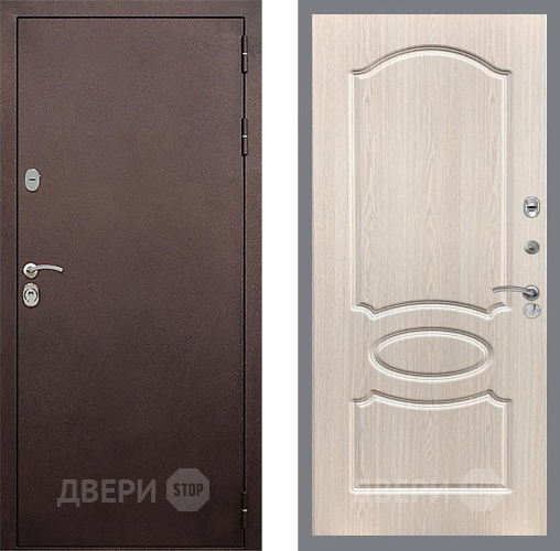 Входная металлическая Дверь Стоп КЛАССИК Медь ФЛ-128 Беленый дуб в Голицыно