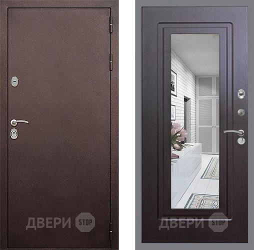 Входная металлическая Дверь Стоп КЛАССИК Медь Зеркало ФЛ-120 Венге в Голицыно