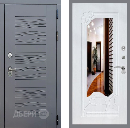 Входная металлическая Дверь Стоп СКАНДИ ЗкркалоФЛ-147 Ясень белый в Голицыно