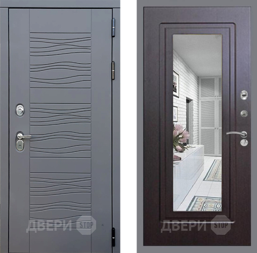 Входная металлическая Дверь Стоп СКАНДИ Зеркало ФЛ-120 Венге в Голицыно