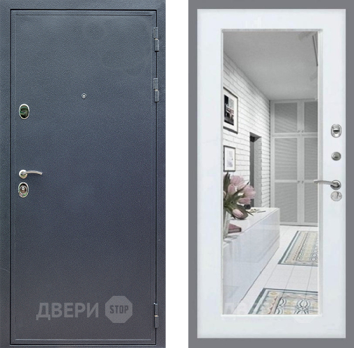 Входная металлическая Дверь Стоп СИЛЬВЕР Зеркало Белый ясень в Голицыно