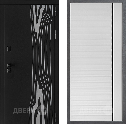 Входная металлическая Дверь Дверной континент ДК-12 ФЛ-757 Черное Стекло Софт милк в Голицыно