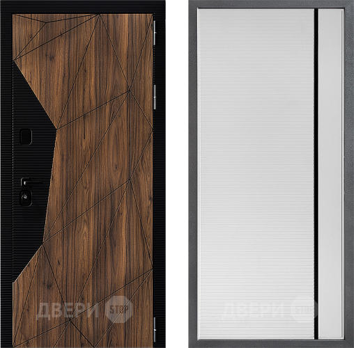 Входная металлическая Дверь Дверной континент ДК-11 ФЛ-757 Черное Стекло Софт милк в Голицыно