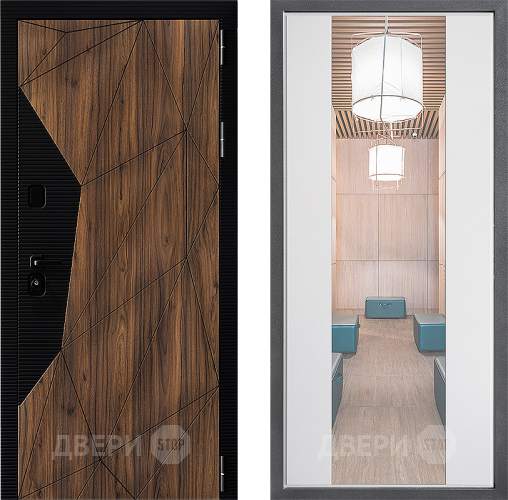 Входная металлическая Дверь Дверной континент ДК-11 ФЛЗ-1 Зеркало Белый софт в Голицыно